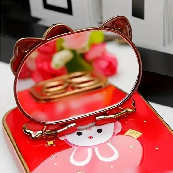 Hello Kitty Pop Socket Phone Stand with Mirror Accessory SEAFOAM GREEN/BLUE Gold - Picture 3 of 5